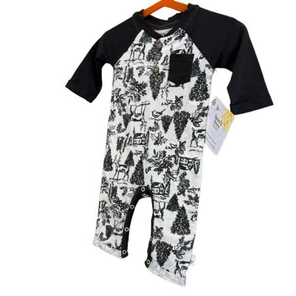 NWT Burt's Bees Baby Romper Sleeper Bodysuit Size 0-3 Mo Newborn Organic Cotton - Picture 2 of 6